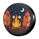 Dujiea Camping Hotdog Spare Tire Cover, Universal Wheel Tire Cover Waterproof Dust-Proof Tire Protectors for Trailer Rv SUV Truck Camper and Many Vehicle 14 15 16 17 Inch