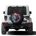 Dujiea Cat Head in Fire Spare Tire Cover with Backup Camera Hole, Universal Wheel Tire Cover Tire Protectors for Trailer RV Van SUV Truck Camper and Many Vehicle 17inch