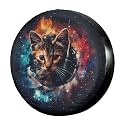 Dujiea Cat Head in Fire Spare Tire Cover, Universal Wheel Tire Cover Waterproof Dust-Proof Tire Protectors for Trailer Rv SUV Truck Camper and Many Vehicle 14 15 16 17 Inch