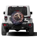 Dujiea Cat Head in Galaxy Spare Tire Cover with Backup Camera Hole, Universal Wheel Tire Cover Tire Protectors for Trailer RV Van SUV Truck Camper and Many Vehicle 16inch