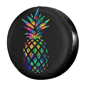 dujiea colorful pineapple spare tire cover universal wheel tire cover waterproof dust-proof tire protectors for jeep trailer rv van suv truck camper and many vehicle 14 15 16 17 inch