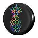 Dujiea Colorful Pineapple Spare Tire Cover, Universal Wheel Tire Cover Waterproof Dust-Proof Tire Protectors for Jeep Trailer Rv Van SUV Truck Camper and Many Vehicle 14 15 16 17 Inch