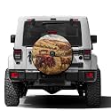 Dujiea Deer and Tractor Spare Tire Cover with Backup Camera Hole, Universal Wheel Tire Cover Tire Protectors for Trailer RV Van SUV Truck Camper and Many Vehicle 16inch