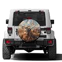 Dujiea Deer with Tractor Spare Tire Cover with Backup Camera Hole, Universal Wheel Tire Cover Tire Protectors for Trailer RV Van SUV Truck Camper and Many Vehicle 15inch