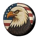 Dujiea Eagle On USA Flag Spare Tire Cover, Universal Wheel Tire Cover Waterproof Dust-Proof Tire Protectors for Trailer Rv SUV Truck Camper and Many Vehicle 14 15 16 17 Inch