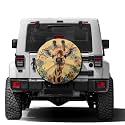 Dujiea Giraffe with Flowers Wreath Spare Tire Cover with Backup Camera Hole, Universal Wheel Tire Cover Tire Protectors for Trailer RV Van SUV Truck Camper and Many Vehicle 17inch
