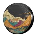 Dujiea Go Camping Mountain View Spare Tire Cover, Universal Wheel Tire Cover Waterproof Dust-Proof Tire Protectors for Trailer Rv SUV Truck Camper and Many Vehicle 14 15 16 17 Inch