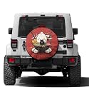 Dujiea Japanese Noodles Spare Tire Cover with Backup Camera Hole, Universal Wheel Tire Cover Tire Protectors for Trailer RV Van SUV Truck Camper and Many Vehicle 17inch