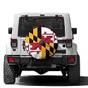Dujiea Maryland Flag Spare Tire Cover with Backup Camera Hole, Universal Wheel Tire Cover Tire Protectors for Trailer Rv SUV Truck Camper and Many Vehicle 15inch