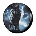 Dujiea Mystery Wolf Spare Tire Cover, Universal Wheel Tire Cover Dust-Proof Tire Protectors for Trailer Rv Van SUV Truck Camper and Many Vehicle 14 15 16 17 Inch