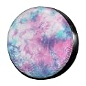 Dujiea Pastel Blue Pink Tie Dye Spare Tire Cover, Universal Wheel Tire Cover Dust-Proof Tire Protectors for Trailer Rv Van SUV Truck Camper and Many Vehicle 14 15 16 17 Inch
