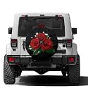 Dujiea Red Roses Spare Tire Cover with Backup Camera Hole, Universal Wheel Tire Cover Tire Protectors for Trailer Rv SUV Truck Camper and Many Vehicle 16inch