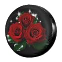 Dujiea Red Roses Spare Tire Cover, Universal Wheel Tire Cover Dust-Proof Tire Protectors for Trailer Rv Van SUV Truck Camper and Many Vehicle 14 15 16 17 Inch