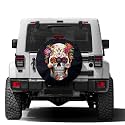 Dujiea Sugar Skull Spare Tire Cover with Backup Camera Hole, Universal Wheel Tire Cover Tire Protectors for Trailer Rv SUV Truck Camper and Many Vehicle 15inch