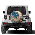 Dujiea Sun and Moon Psychedelic Mystic Spare Tire Cover with Backup Camera Hole, Universal Wheel Tire Cover Tire Protectors for Trailer RV Van SUV Truck Camper and Many Vehicle 17inch
