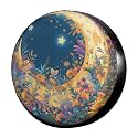 Dujiea Sun and Moon Psychedelic Mystic Spare Tire Cover, Universal Wheel Tire Cover Waterproof Dust-Proof Tire Protectors for Trailer Rv SUV Truck Camper and Many Vehicle 14 15 16 17 Inch