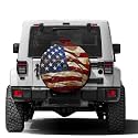 Dujiea Vintage American Flag Spare Tire Cover with Backup Camera Hole, Universal Wheel Tire Cover Tire Protectors for Trailer Rv SUV Truck Camper and Many Vehicle 17inch