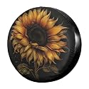 Dujiea Vintage Sunflower Spare Tire Cover, Universal Wheel Tire Cover Waterproof Dust-Proof Tire Protectors for Trailer Rv SUV Truck Camper and Many Vehicle 14 15 16 17 Inch