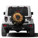 Dujiea Vintage Sunflower Spare Tire Cover with Backup Camera Hole, Universal Wheel Tire Cover Tire Protectors for Trailer RV Van SUV Truck Camper and Many Vehicle 17inch