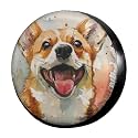 Dujiea Watercolor Cute Corgi Spare Tire Cover, Universal Wheel Tire Cover Waterproof Dust-Proof Tire Protectors for Trailer Rv SUV Truck Camper and Many Vehicle 14 15 16 17 Inch