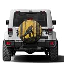 Dujiea Yellow Wild Man Passes Spare Tire Cover with Backup Camera Hole, Universal Wheel Tire Cover Tire Protectors for Trailer RV Van SUV Truck Camper and Many Vehicle 15inch