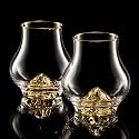 DUJUST Curvaceous Whiskey Glasses Set of 2 (7oz/205ml), Crystal Whiskey Glasses with 24K Gold Mountain, Old Fashioned Glass for Brandy/Cognac/Bourbon/Tequila, Luxury Gift, BPA-Free &amp; Lead-Free