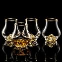 DUJUST Curvaceous Whiskey Glasses Set of 4 (7oz/205ml), Crystal Whiskey Glasses with 24K Gold Mountain, Old Fashioned Glass for Brandy/Cognac/Bourbon/Tequila, Luxury Gift, BPA-Free &amp; Lead-Free
