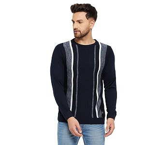 Duke Men Round Neck Sweater SDS724 D.Navy