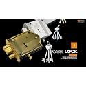 Duke Mortise Lock Set Cylindrical (10 inch) 1000 SS CY with Brass Lock & 3 Ultra Key for Bedroom Doors - Mortice Lock Set with Handle | One Side Key & One Side Knob | Door Lock Handle Set for Home