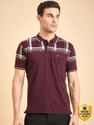 DUKE Printed Men Polo Neck Maroon T-Shirt