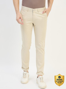 DUKE Slim Fit Men Beige Trousers