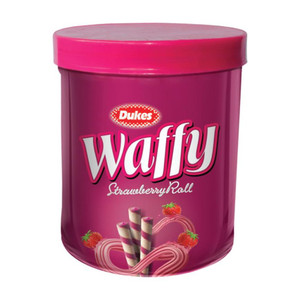 dukes waffy strawberry wafer rolls 250 gram wafer rolls