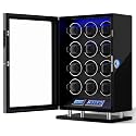 DUKWIN Watch Winder for 3/4/6/8/9/12 Automatic Watches, Fingerprint Lock Watch Winders with LCD Touchscreen, Blue LED Light, Remote Control,Adjustable Watch Pillow for Universal Watches, 5TPD