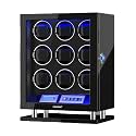 DUKWIN Watch Winder for 3/4/6/8/9/12 Automatic Watches, Fingerprint Lock Watch Winders with LCD Touchscreen, Blue LED Light, Remote Control,Adjustable Watch Pillow for Universal Watches, 5TPD