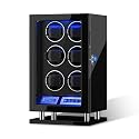 DUKWIN Watch Winder for 3/4/6/8/9/12 Automatic Watches, Fingerprint Lock Watch Winders with LCD Touchscreen, Blue LED Light, Remote Control,Adjustable Watch Pillow for Universal Watches, 5TPD