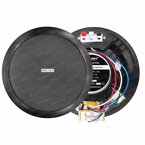 dulcet dc-cs6x 65 inch 10w full range 8 ohms wired line ceiling speaker with dedicated 100v constant supply input amp line matching transformer specifically for pa amplifier black