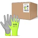 DULFINE Safety Work Gloves for Men 60 Pairs, Ultra-Thin PU Coated Yellow M