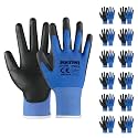 DULFINE Safety Work Gloves for Men &amp; Women 12 Pairs, PU Coated Blue M