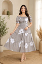 DULHAN SAREES Women Tiered Grey MidiCalf Length