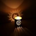 DULI Divine Shadow Fancy Tea Light Holder in Metal Tea Light for Home Décor Diwali Decoration Antique Look Tealight Votive Table Top Decor Wall Decor (OmVotiveSm-Black)