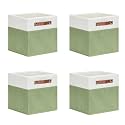 DULLEMELO 11x11 Cube Fabric Organizer Storage Bins for Shelf, Toy Square Green Bins, Kids Clothes Closet Baskets Storage, for Bedroom, Living Room, Dorm(White&amp;Green-4 Pack)