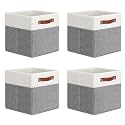 DULLEMELO 11x11 Storage Cubes, Collapsible Sturdy Cube Storage Bins With Handles for Organizing,Fabric Storage Cubes Baskets for Shelves Nursery Closet Home Organization and Storage (White&amp;Grey)
