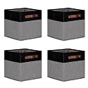 DULLEMELO 11x11 Storage Cubes, Collapsible Sturdy Cube Storage Bins With Handles for Organizing,Fabric Storage Cubes Baskets for Shelves Nursery Closet Home Organization and Storage (Black&amp;Grey)