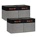 DULLEMELO 12x12 Storage Cubes, Collapsible Sturdy Cube Storage Bins With Handles for Organizing,Fabric Storage Cubes Baskets for Shelves Nursery Closet Home Organization and Storage (Black&amp;Grey)