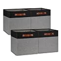 DULLEMELO 13x13 Storage Cubes, Collapsible Sturdy Cube Storage Bins With Handles for Organizing,Fabric Storage Cubes Baskets for Shelves Nursery Closet Home Organization and Storage (Black&amp;Grey)