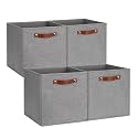 DULLEMELO Fabric Storage Cubes,12 inch Cube Stroage Bins for Empty Gift Basket,Toys Nursery Clothes Storage Linen Closet Organizers and Storage Baskets Shelves Bins(Grey-4 Pack)
