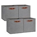 DULLEMELO Fabric Storage Cubes,13 inch Cube Stroage Bins for Empty Gift Basket,Toys Nursery Clothes Storage Linen Closet Organizers and Storage Baskets Shelves Bins(Grey-4 Pack)