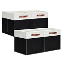 DULLEMELO Storage Cubes 13 inch,Cube Storage Bins with Handles for Organizing,Fabric Storage Baskets for Shelves Nursery Closet Home Organization (White&amp;Black-4 Pack)
