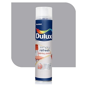 dulux simply refresh spray paint  diy quick drying gloss finish for metal wooden furniture plastic walls cars amp bikes  400ml silver