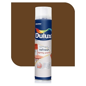 dulux simply refresh spray paint  diy quick drying gloss finish for metal wooden furniture plastic walls cars amp bikes  400ml dark_brown
